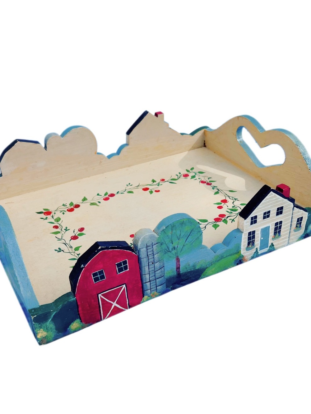 Vintage Handmade Wooden Serving Tray